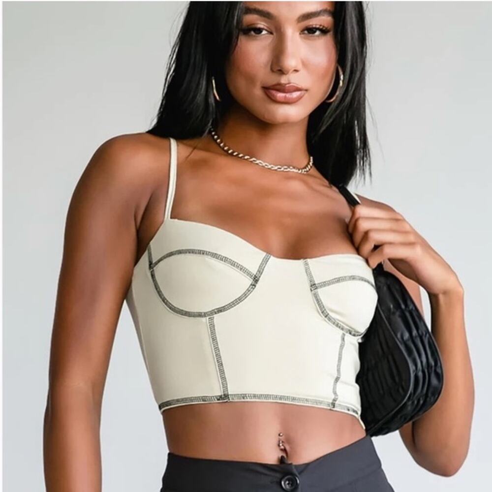 Princess Polly Leilani Cropped Tank Top Blouse Woman's Size 2 Tan
